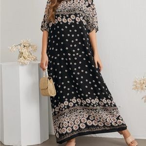 Batwing floral long flowy dress